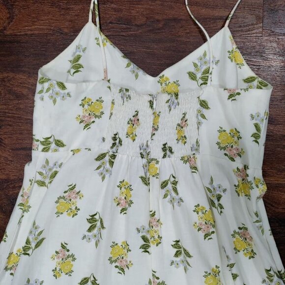 Zara Whimsy Boho Casual Festival Twee Y2K Floral Print Midi Dress Ivory Size L - Picture 3 of 10